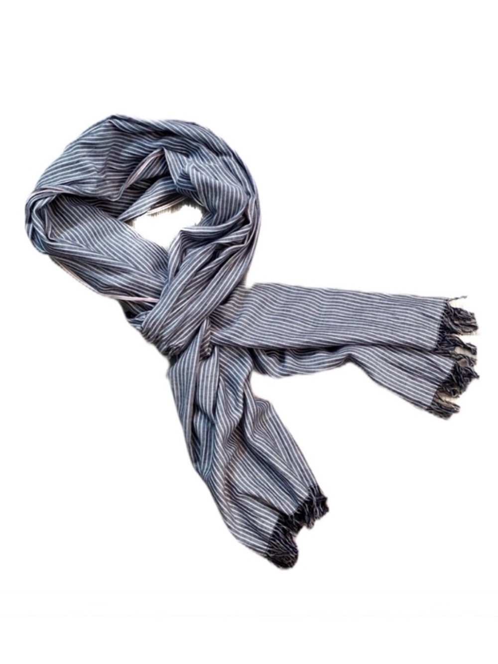 Fossil Chambray Blue and White Stripe Scarf